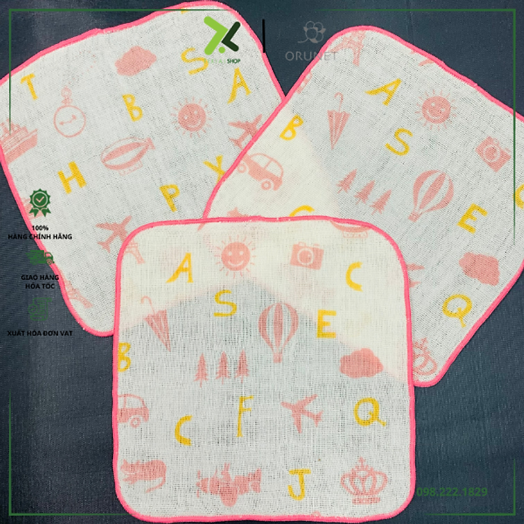 Set 3 khăn tay trẻ em Orunet Chính hãng Ưu đãi - Hình ảnh 3