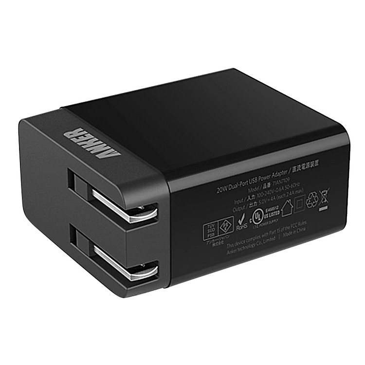 Adapter Sạc 2 Cổng Anker PowerPort Lite 12W - A2129 - Hàng Chính Hãng