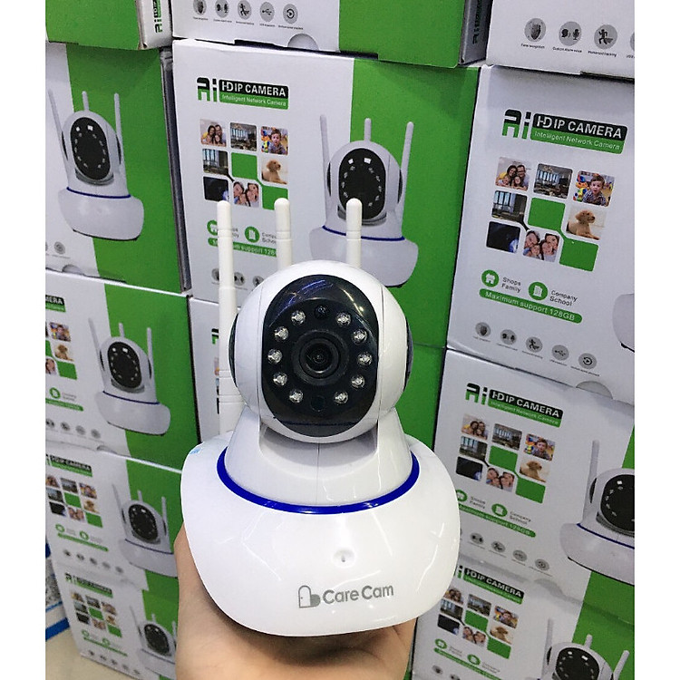 Camera wifi trong nhà CareCam 3 râu R8 2.0MP Full HD, đàm thoại 2 chiều, xoay 360 độ, hỗ trợ thẻ nhớ lên đến 128G, cảnh báo chống trộm- Hàng nhập khẩu