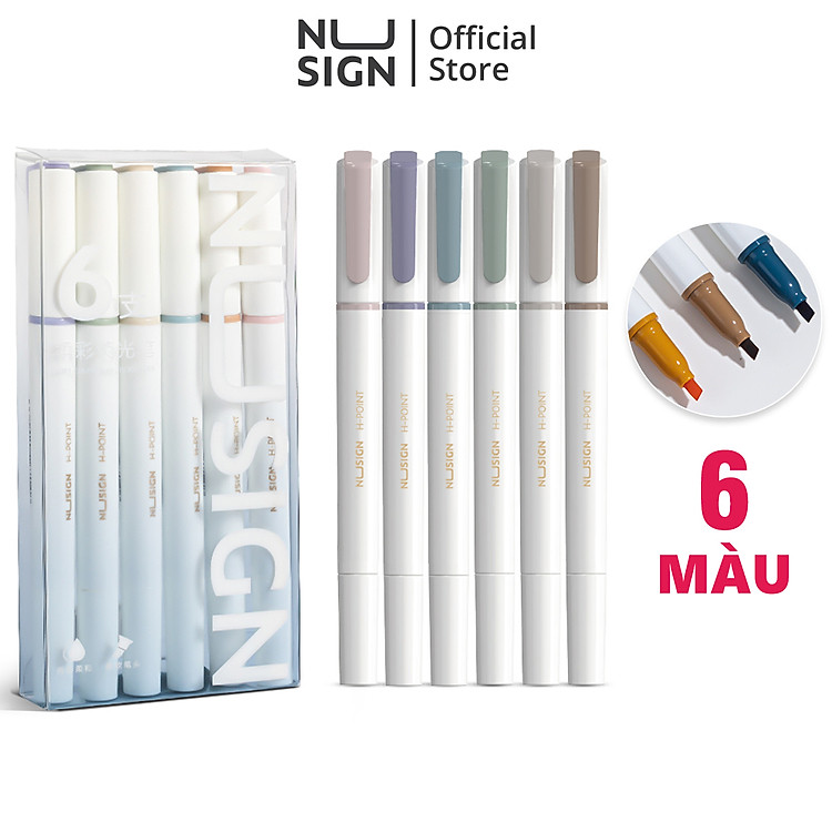 Bộ Bút Highlight 2 Đầu Nusign Deli (6 chiếc) - Ảnh 7