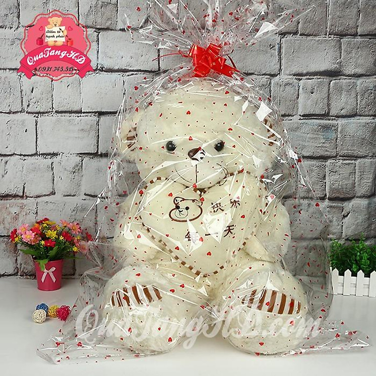Combo túi gói quà gấu bông kèm nơ