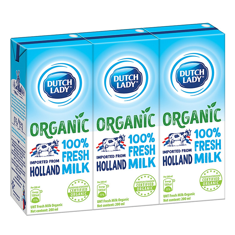 Sữa Tươi Tiệt Trùng Dutch Lady Organic (3 x 200ml)
