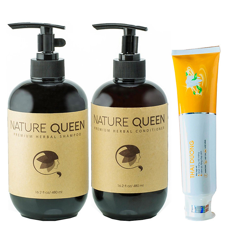 Bộ gội xả Nature Queen 480ml hỗ trợ điều trị rụng tóc - tặng Kem Đánh Răng