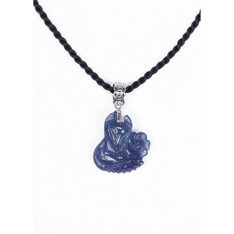 Mặt dây chuyền hồ ly 9 đuôi ôm hoa mẫu đơn đá thiên nhiên - Ngọc Quý Gemstones