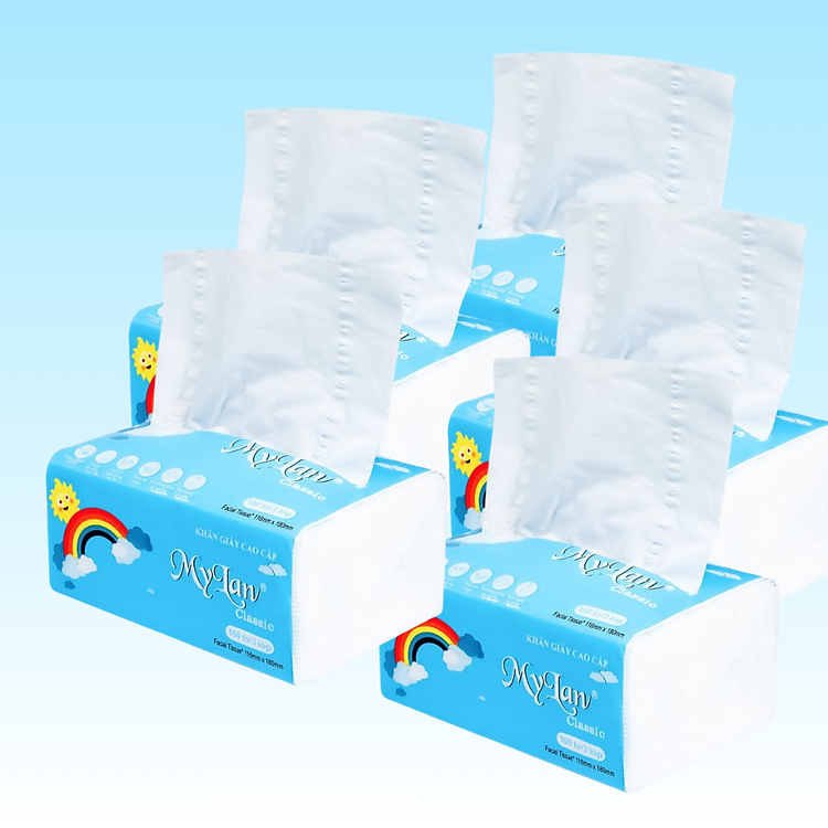 Set 10 Gói Giấy Rút Cầu Vồng 3 Lớp MyLan (300 Tờ / Gói) - Mềm, Dai Và Mịn - Khăn Giấy Rút Cao Cấp, Không Chất Tẩy Trắng