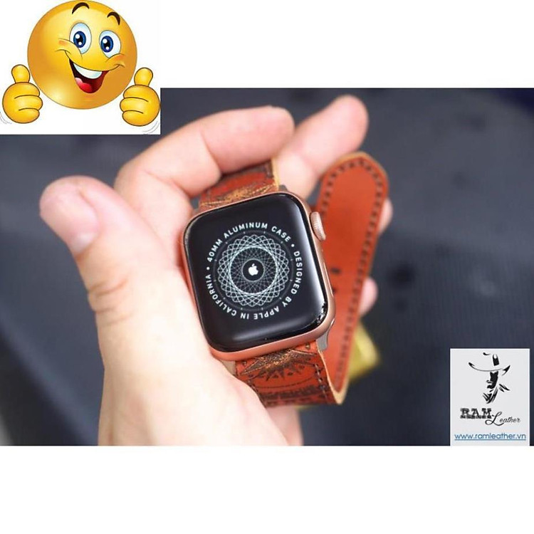 DÂY APPLE WATCH TRỐNG ĐỒNG DA BÒ Ý NÂU ĐỎ - RAM VEGTAN TRỐNG ĐỒNG - ĐỦ SIZE .