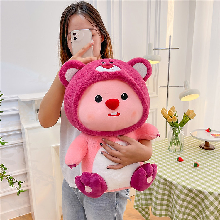 Gấu bông Loopy Pororo Hải ly hồng 35cm Chính hãng Giá tốt - Hình ảnh 4