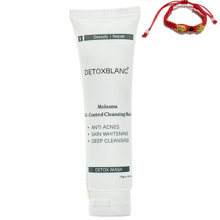 Mặt Nạ Thải Độc Trắng Da Than Hoạt Tính Detox Mask số 01(150ml)- Thương hiệu Detox Blanc (Pháp) + Tặng kèm vòng tay Phong Thủy cực chất