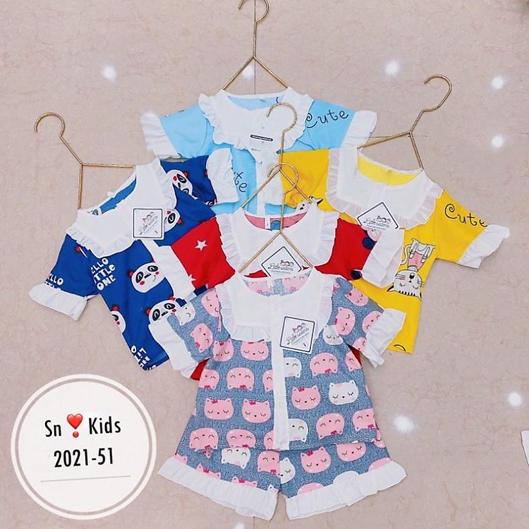 freeship Bộ Pizama thô kate cho bé gái