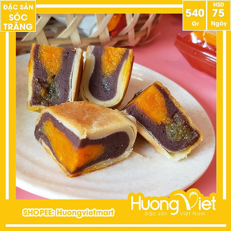 Đặc Sản Sóc Trăng - Bánh Pía Đậu Đỏ Sầu Riêng Trứng Muối 540G, Bánh Pía Sóc Trăng Tân Huê Viên Đậu Đỏ 1 Trứng