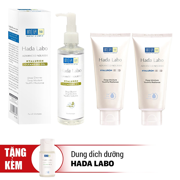 Bộ Dưỡng Ẩm Tối Ưu Hada Labo Advanced Nourish RMV-HDLB-AN-Pack1 - Tặng Dung Dịch Dưỡng Hada Labo (Da Dầu)