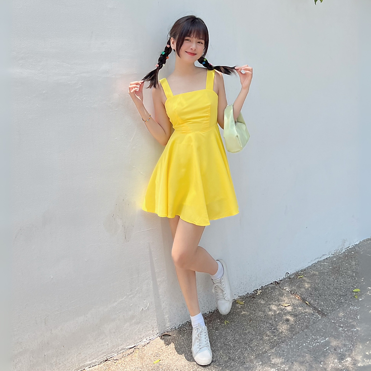Đầm hai dây bản to thắt nơ lưng Kayline Miều Est.2013