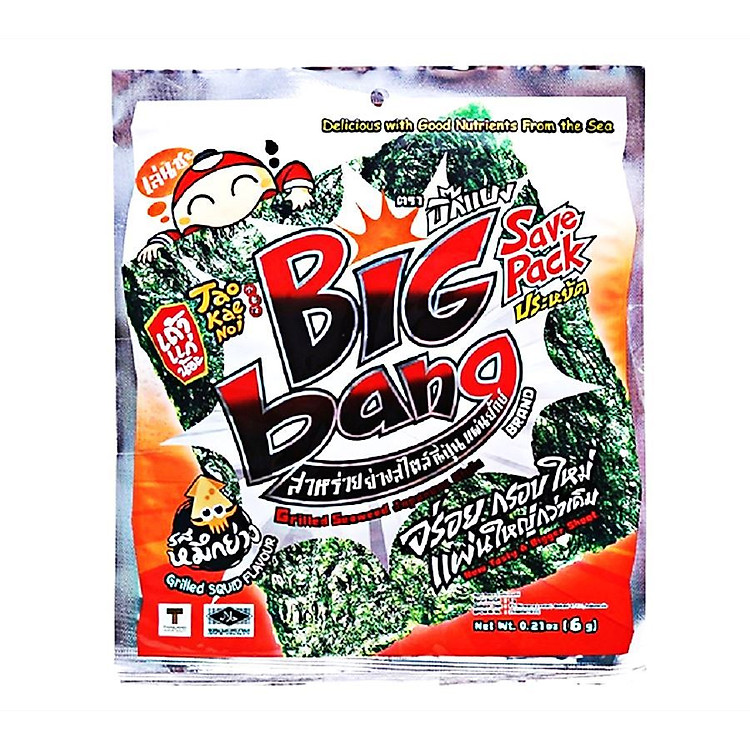 Snack rong biển Tao Kae Noi Big Bang vị Mực 6g