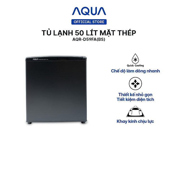 Tủ lạnh 1 cửa Aqua 50 Lít AQR-D59FA(BS) - Hàng chính hãng