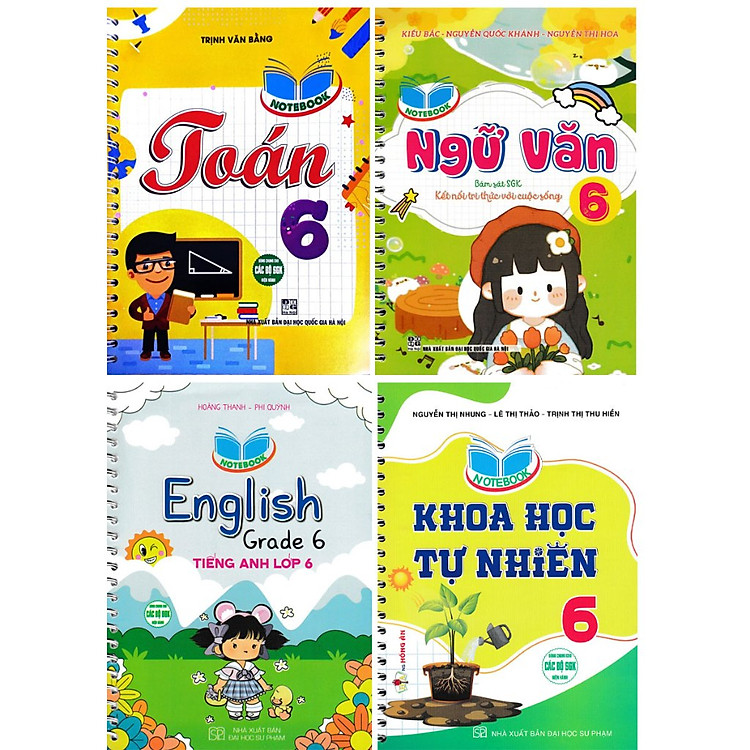 Combo Bộ 4 Cuốn Notebook: Toán – Văn – Anh – Khoa Học Tự Nhiên Lớp 6 (Bám Sát SGK Kết Nối)