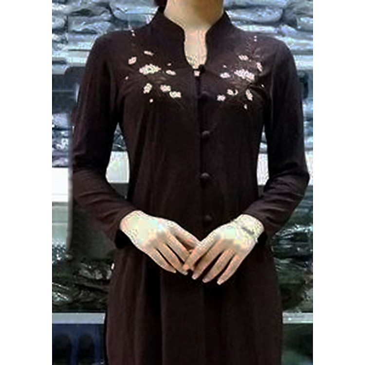Áo Lam Đi Chùa - Mẫu Thanh Lịch Mở Cúc Màu Nâu
