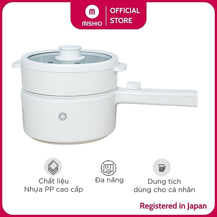Nồi Nấu Đa Năng kèm xửng hấp Mishio MK271new 1,5L 600W- Hàng chính hãng