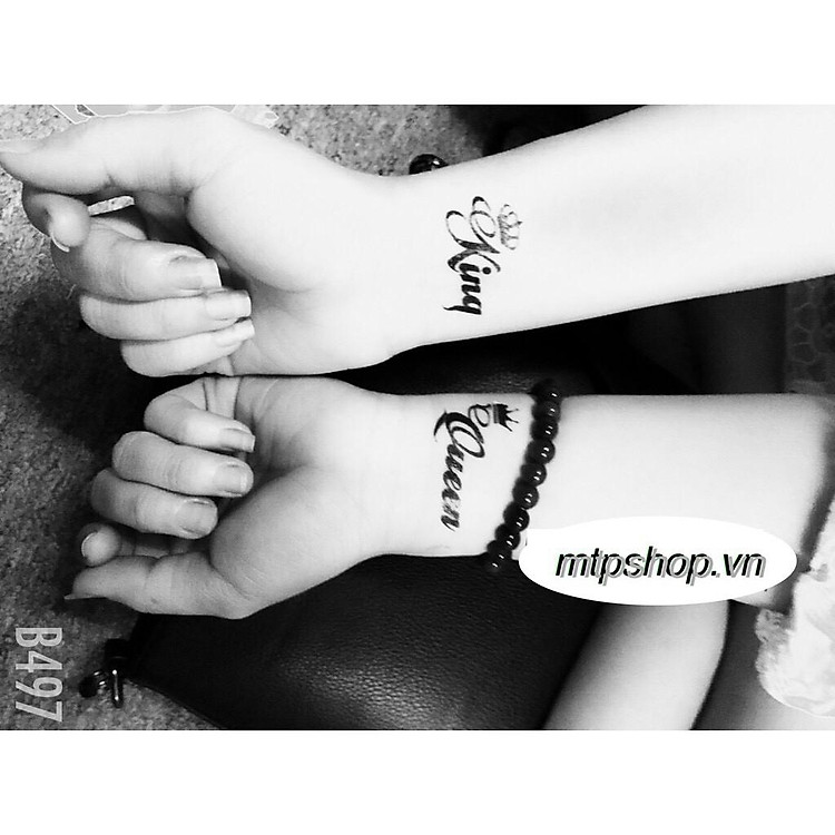 Hình xăm dán chữ kí king & queen 10x6cm_ mua 5 tặng 1 mini tattoo