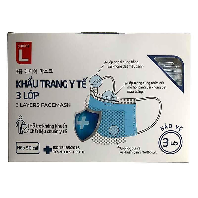 Khẩu Trang Y Tế Choice L 3 Lớp Hộp 50 Cái
-8936050474107
