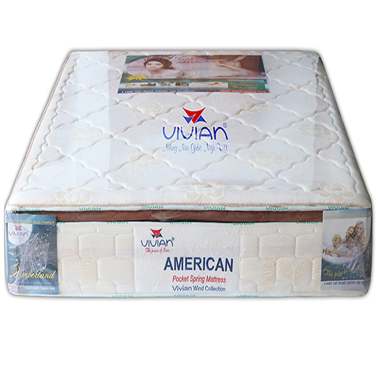 Nệm Lò Xo Túi American VIVIAN - Nệm Lò Xo Túi 3 Viền - Màu Trắng
