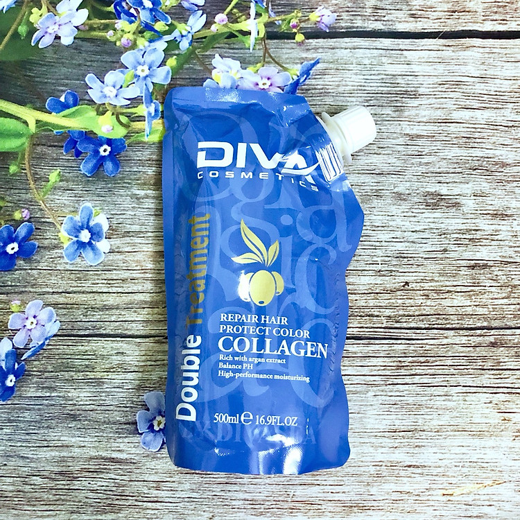 Kem ủ tóc siêu mượt Collagen DIVA Cosmetics Double Treatment 500ml