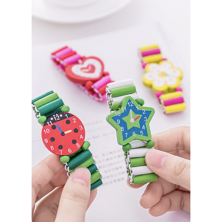 Vòng đeo tay trang trí cho bé - Vòng đeo tay đồng hồ bằng gỗ dễ thương