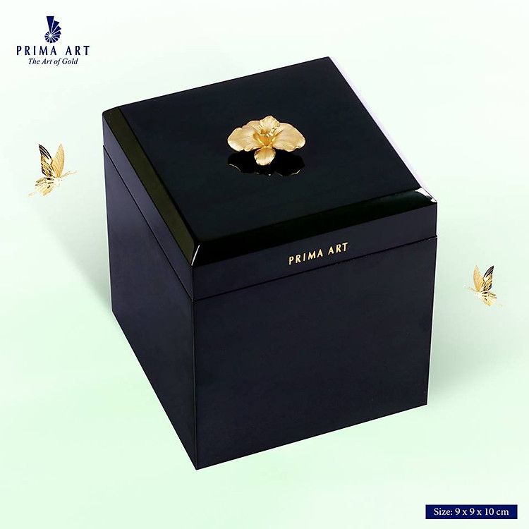 Hộp Trang Sức Sơn Mài & Hoa Hồng Mạ Vàng 24K - Màu Xanh Rêu - Ảnh 3