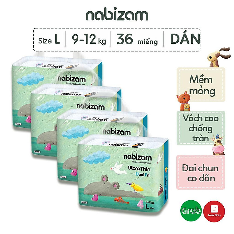 COMBO 4 Tã Dán NABIZAM Size L Chính hãng Giá rẻ