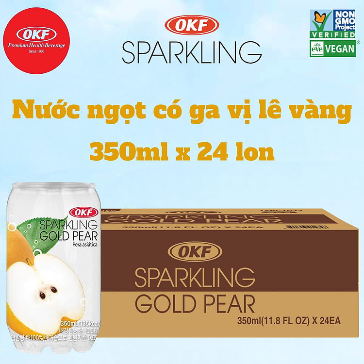 Nước ngọt có ga giải khát vị lê vàng (NƯỚC LÊ CÓ GA) OKF HÀN QUỐC x 24 lon 350ml