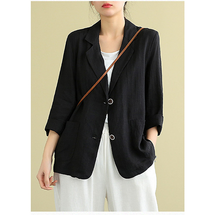 Áo vest Linen dáng lửng, chất liệu vải linen tự nhiên, thời trang phong cách Nhật Bản