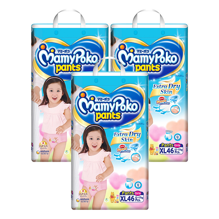 Combo 3 Gói Tã Quần Bé Gái Gói Siêu Lớn MamyPoko XL46 (46 Miếng / Gói)