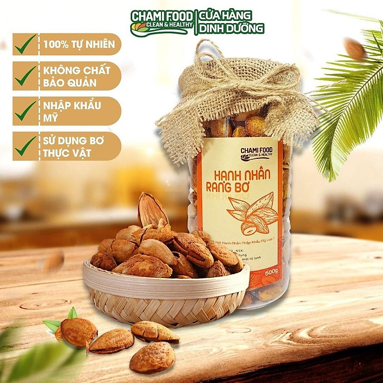 Mua Hạnh nhân rang bơ CHAMIFOOD 500g loại 1 Chính hãng Giá rẻ - Hình ảnh 2