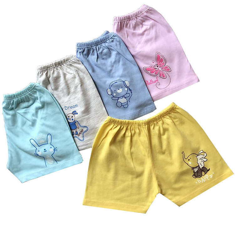 Combo 10 quần đùi sơ sinh cotton màu Thái Hà Thịnh ( Tặng 1 Yếm ăn dặm JOU)