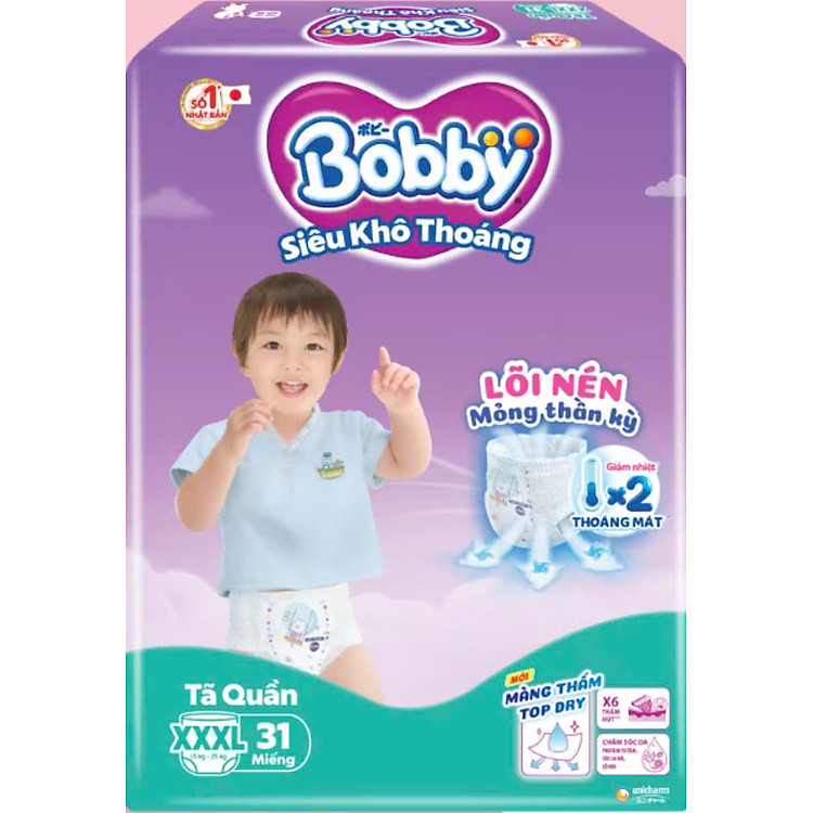 Tã quần Bobby XXXL31 - Mẫu mới của Tã Quần Trẻ Em Bobby XXXL29 - Size Đại Cho Bé Từ 20-35kg - Hsd mới