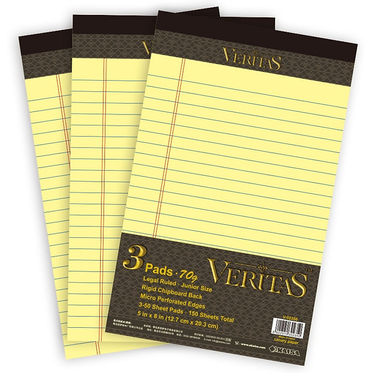 KAISA VERITAS series A5 American paper paper 70g thick yellow paper Legalpad Notepad / draft (with tape) 50 sheets 3