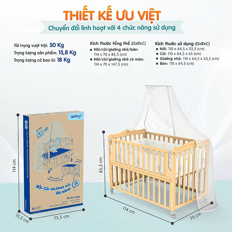 Chọn mua tại Shopee: Nôi Cũi Giường Gỗ Đa Năng Autoru C3 mua giá tốt nhất tại Shop Mall