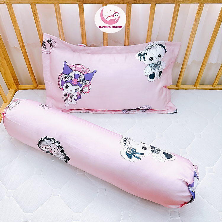 Trọn bộ gối nằm gối ôm cho bé Katina House, vải tencel 60s, gòn lông vũ nhân tạo mềm mượt mát lạnh
