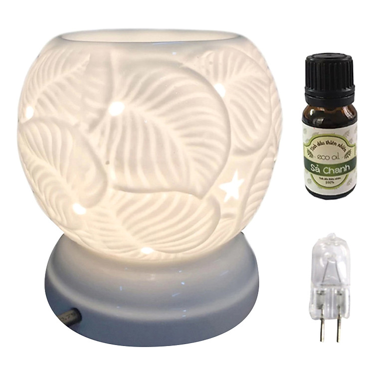 Combo tinh dầu sả chanh Eco oil 10ml cùng đèn xông tinh dầu MNB23 và 1 bóng đèn