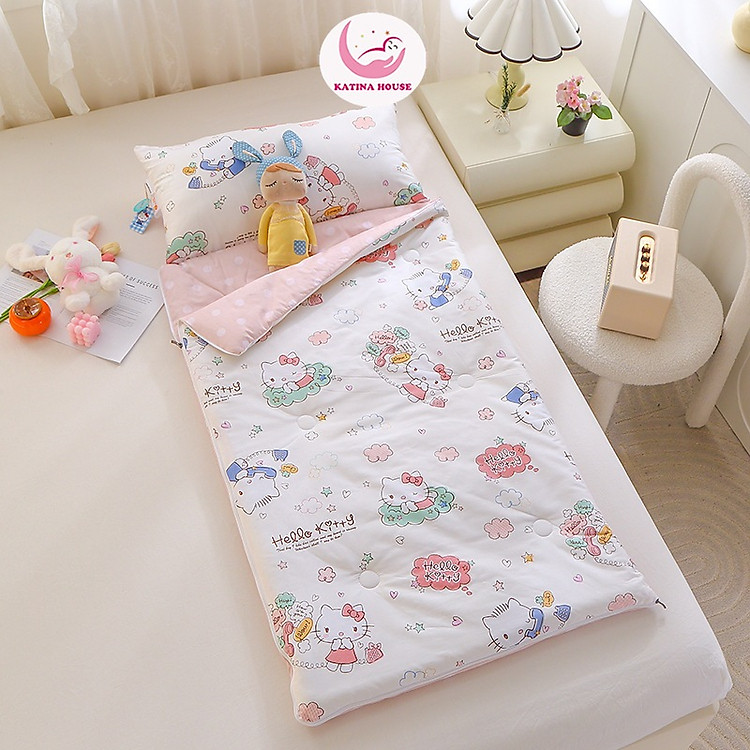 Túi ngủ cho bé có khóa kéo tiện lợi, KT 75x180cm, vải cotton mềm thoáng mát