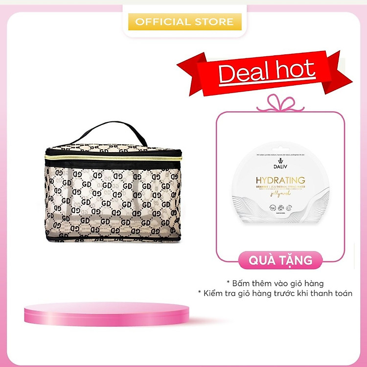 Túi đựng mỹ phẩm cao cấp họa tiết hiện đại Care4u 21x12x13 cm