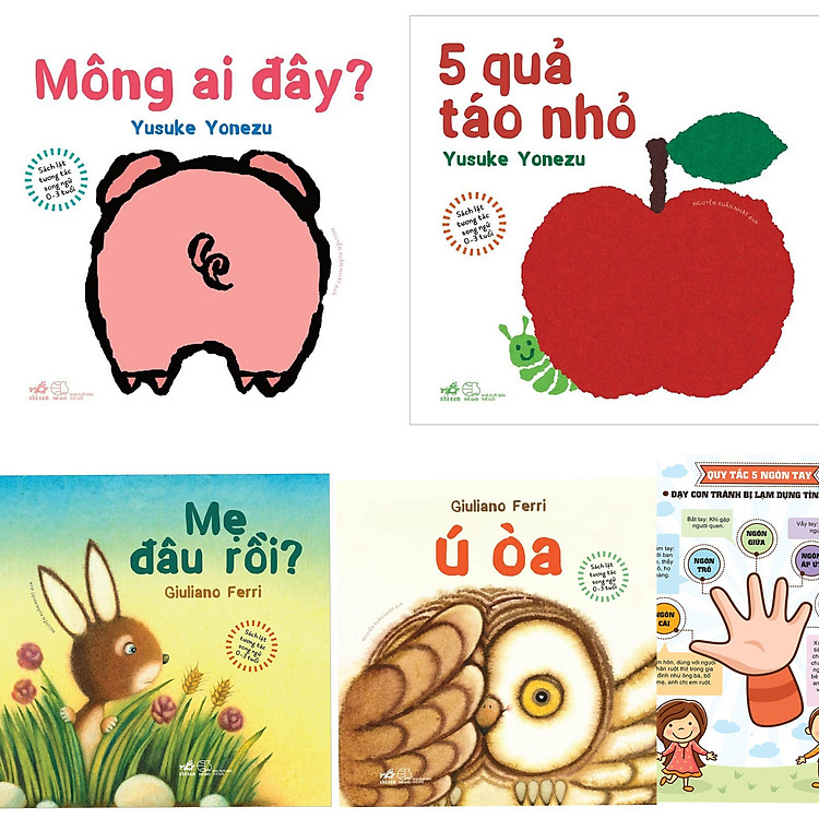 Sách Lật Tương Tác Song Ngữ 0-3 tuổi: Mẹ đâu rồi + Ú òa + Mông Ai Đây + 5 quả táo nhỏ + Poster An Toàn