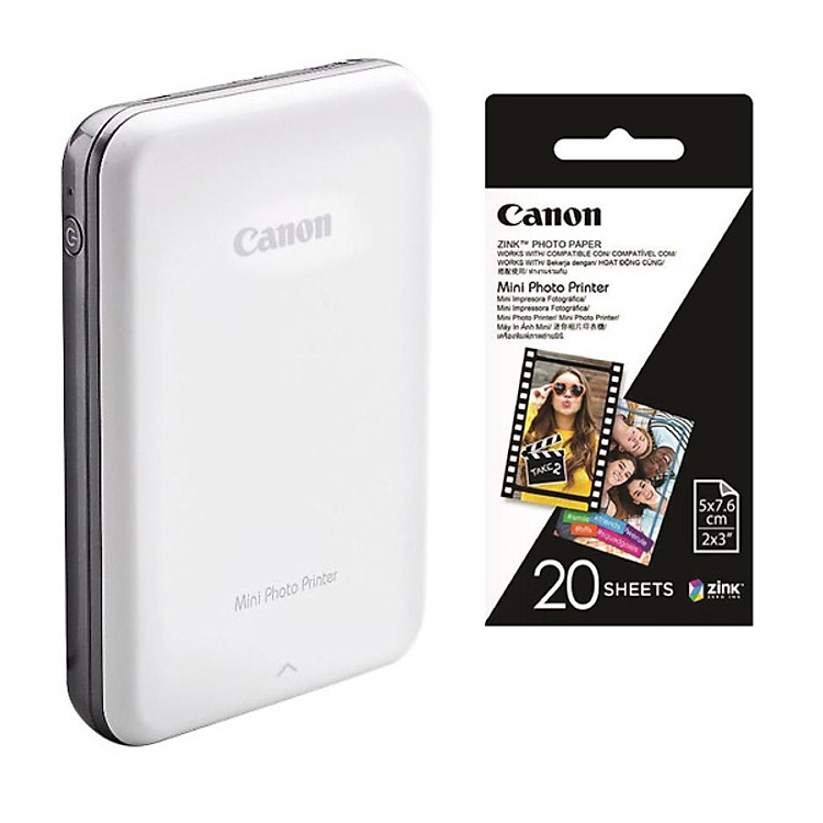 Combo Máy in Canon PV-123 + Giấy in Canon ZP-2030 - Hàng Chính hãng (Xám)