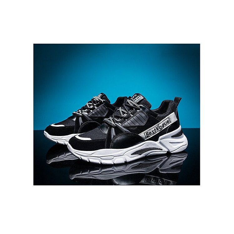 Giày Sneaker thể thao nam cổ cao trắng đen phố họa tiết ST018