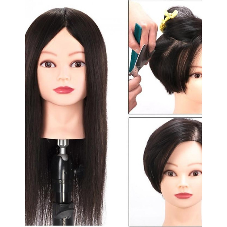 Đầu manocanh 100% tóc thật tặng chân đế