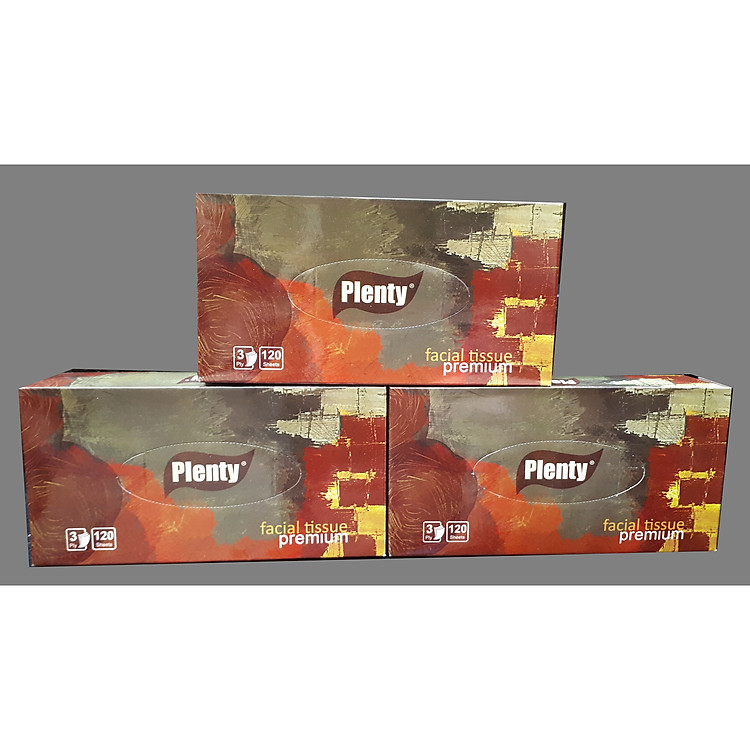 Combo 3 hộp Khăn Giấy Rút Cao Cấp PLENTY 3 Lớp 120 Tờ/hộp