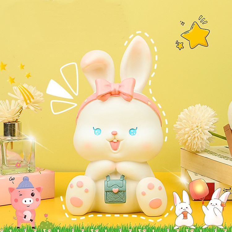 Ống Tiết Kiệm Heo Đất Thỏ Beibei Rabbit Pink (20 cm)