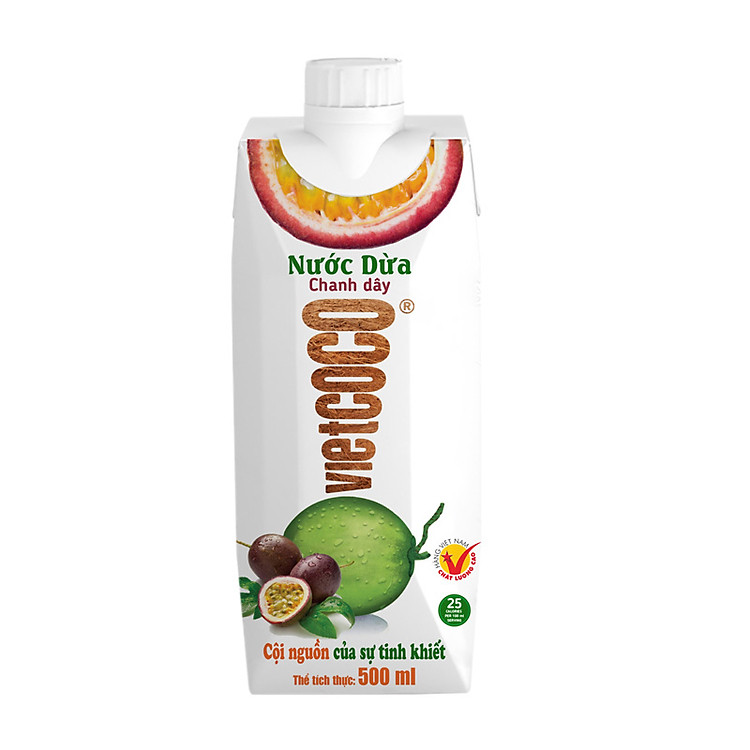 Nước dừa - chanh dây Vietcoco hộp 500ml