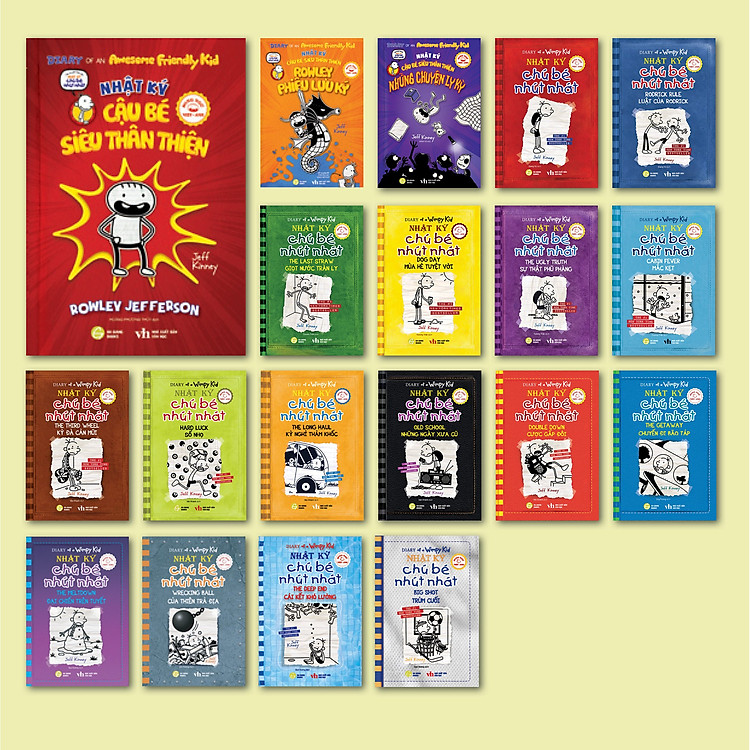 Sách Nhật Ký Chú Bé Nhút Nhát song ngữ trọn bộ 19 tập - Diary of a Wimpy Kid tặng kèm file nghe