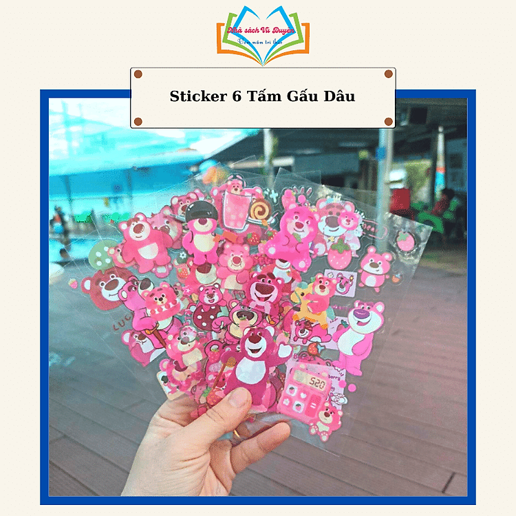 Sticker hình gấu dâu (6 tấm) - Ảnh 2