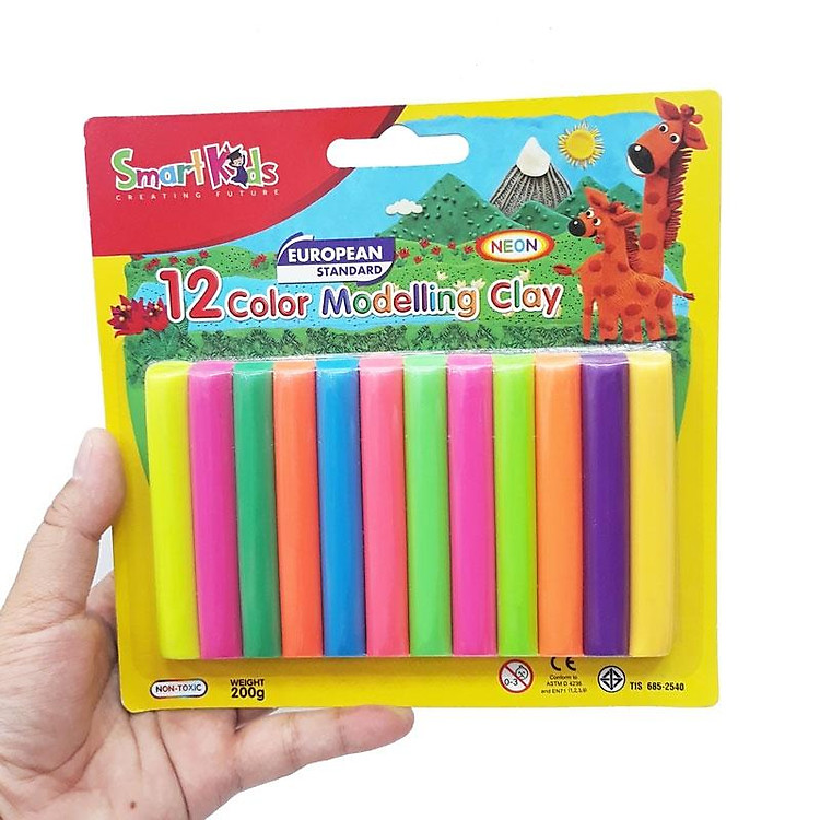 Sáp Nặn 12 Màu Neon Smart Kids Chính hãng Tiết kiệm - Hình ảnh 3